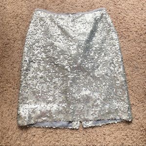 J Crew Factory silver sequin pencil skirt